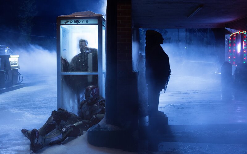 Iron Man in snow storm