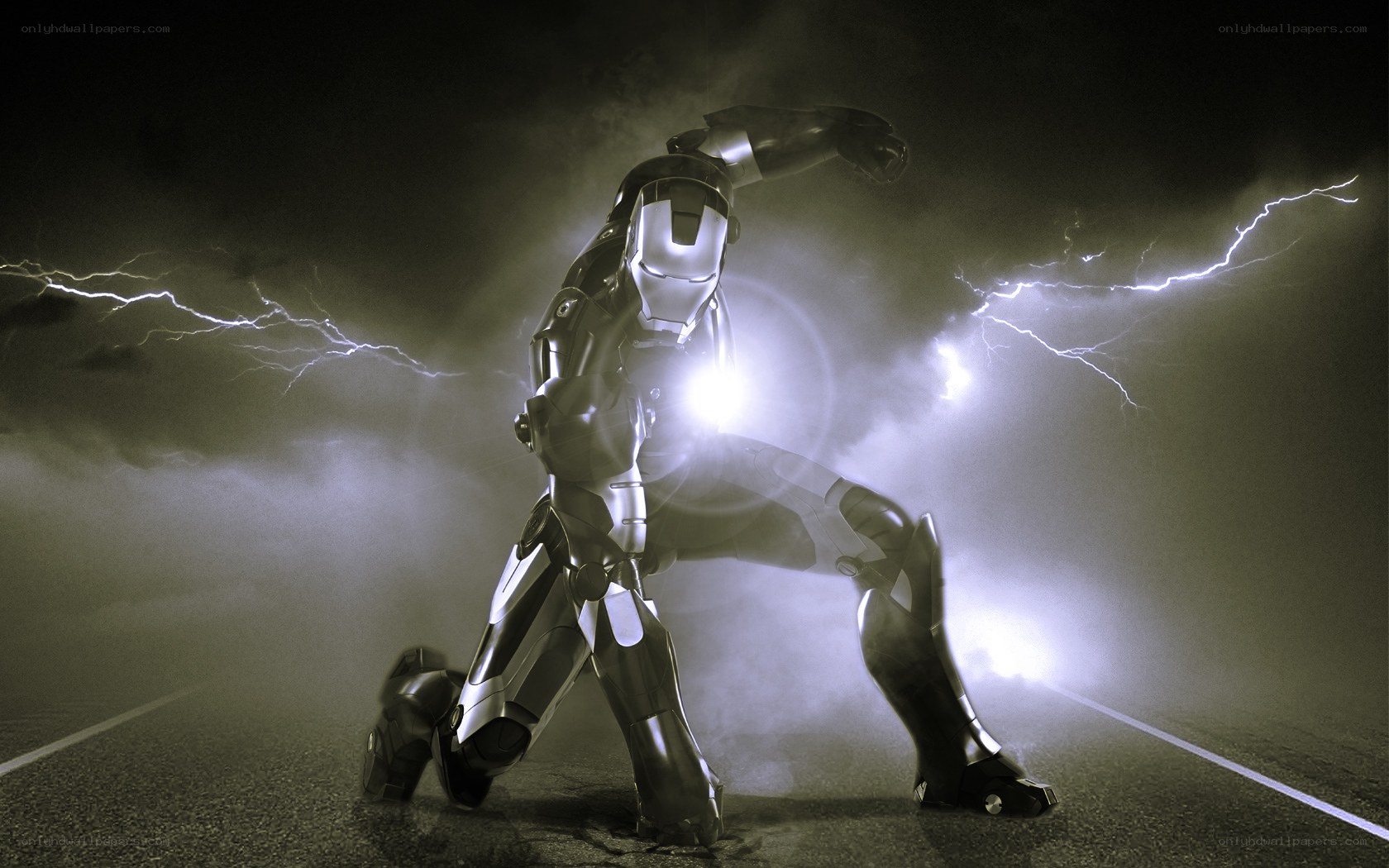 Iron Man in stormy night