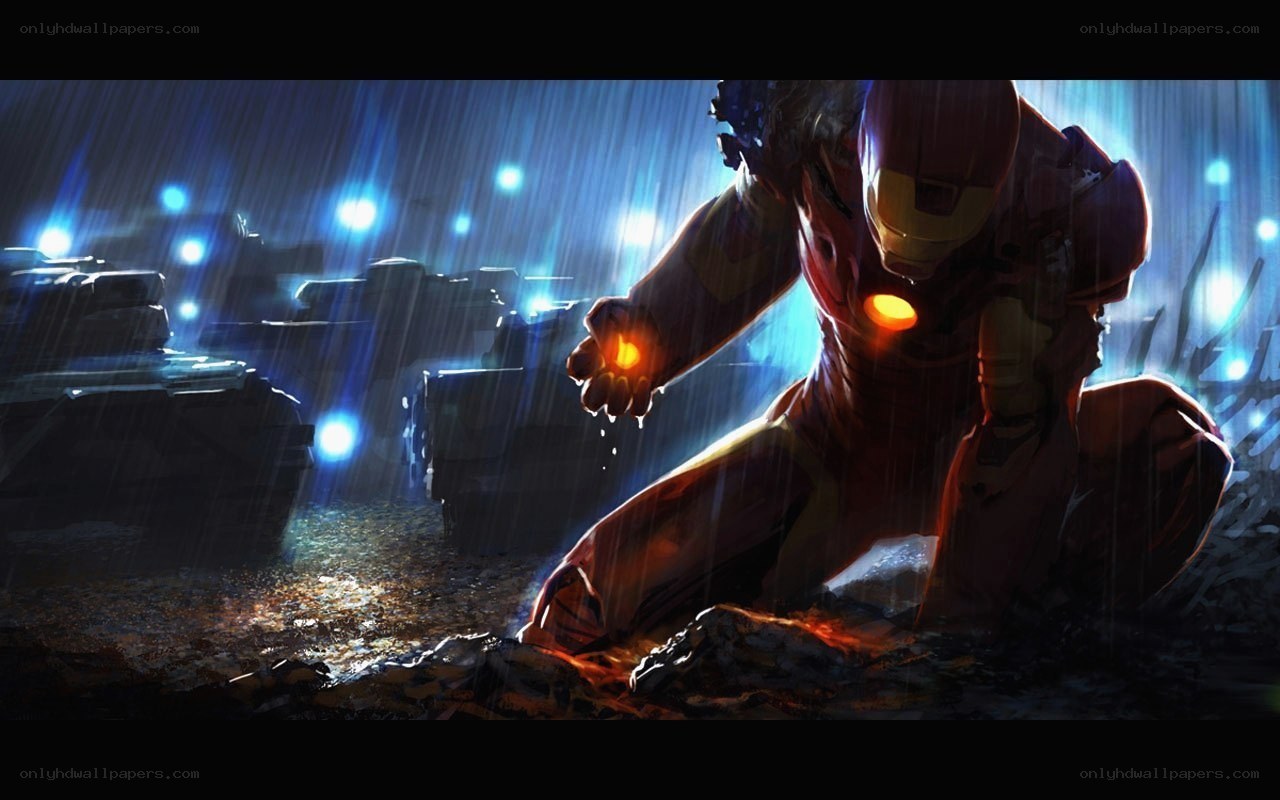 Iron Man in the rain