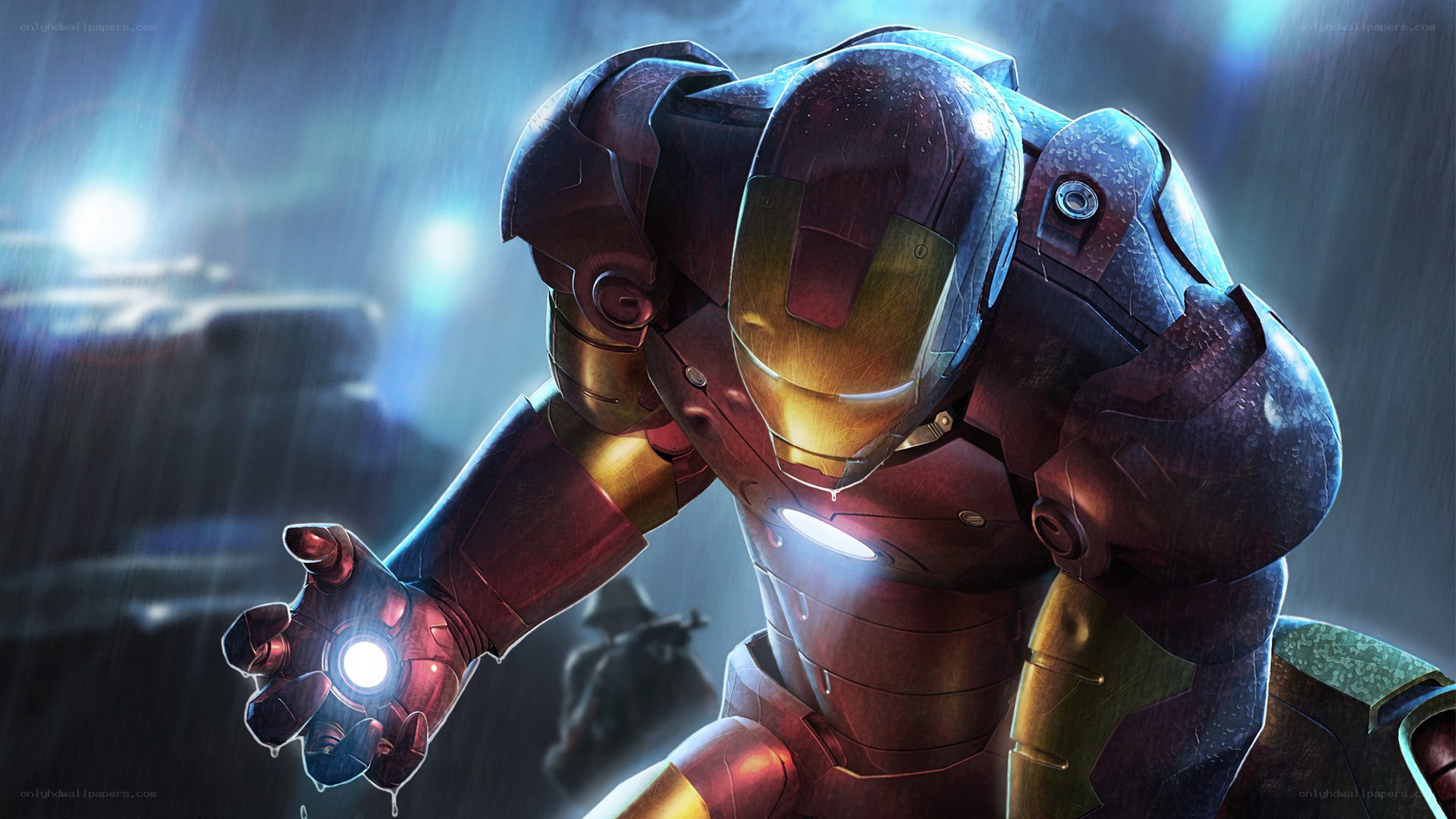 Iron Man in the rain