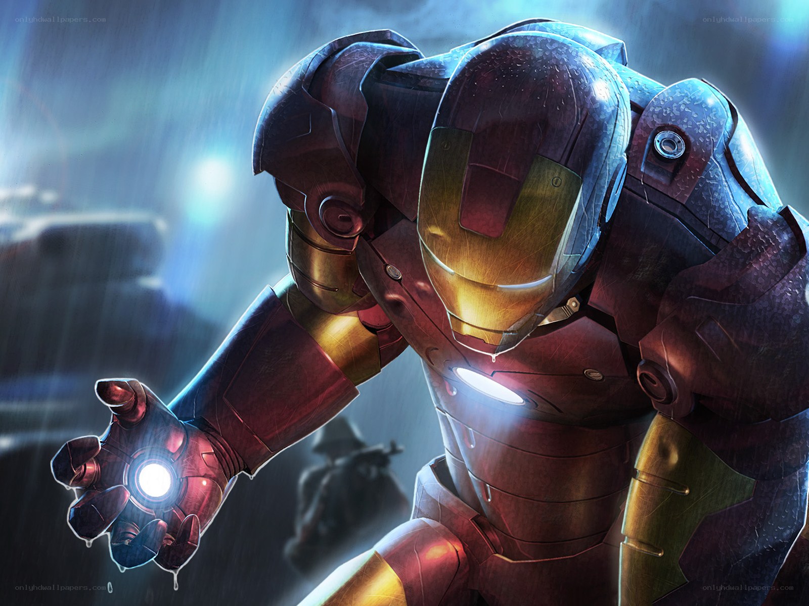 Iron Man in the rain