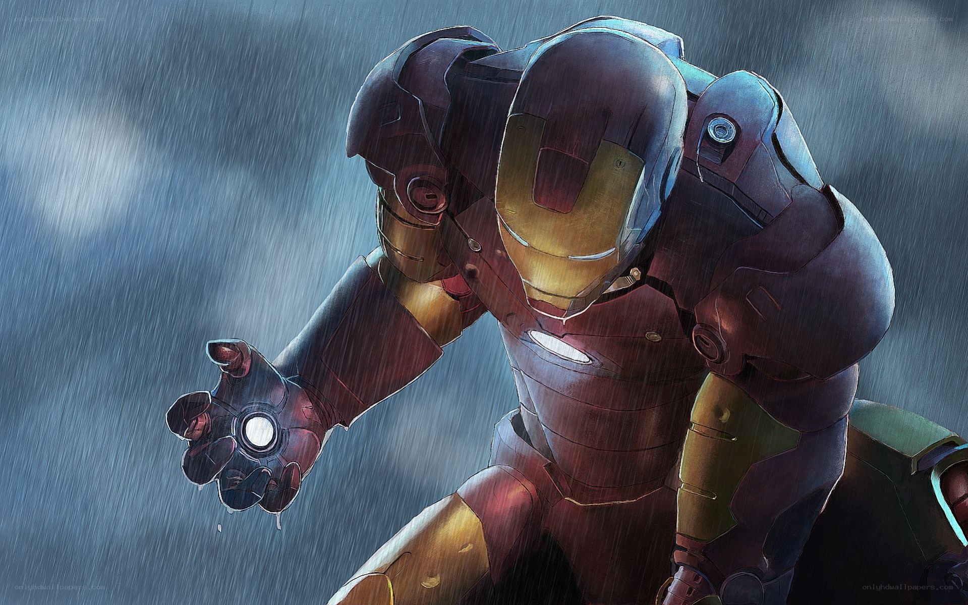 Iron Man in the rain