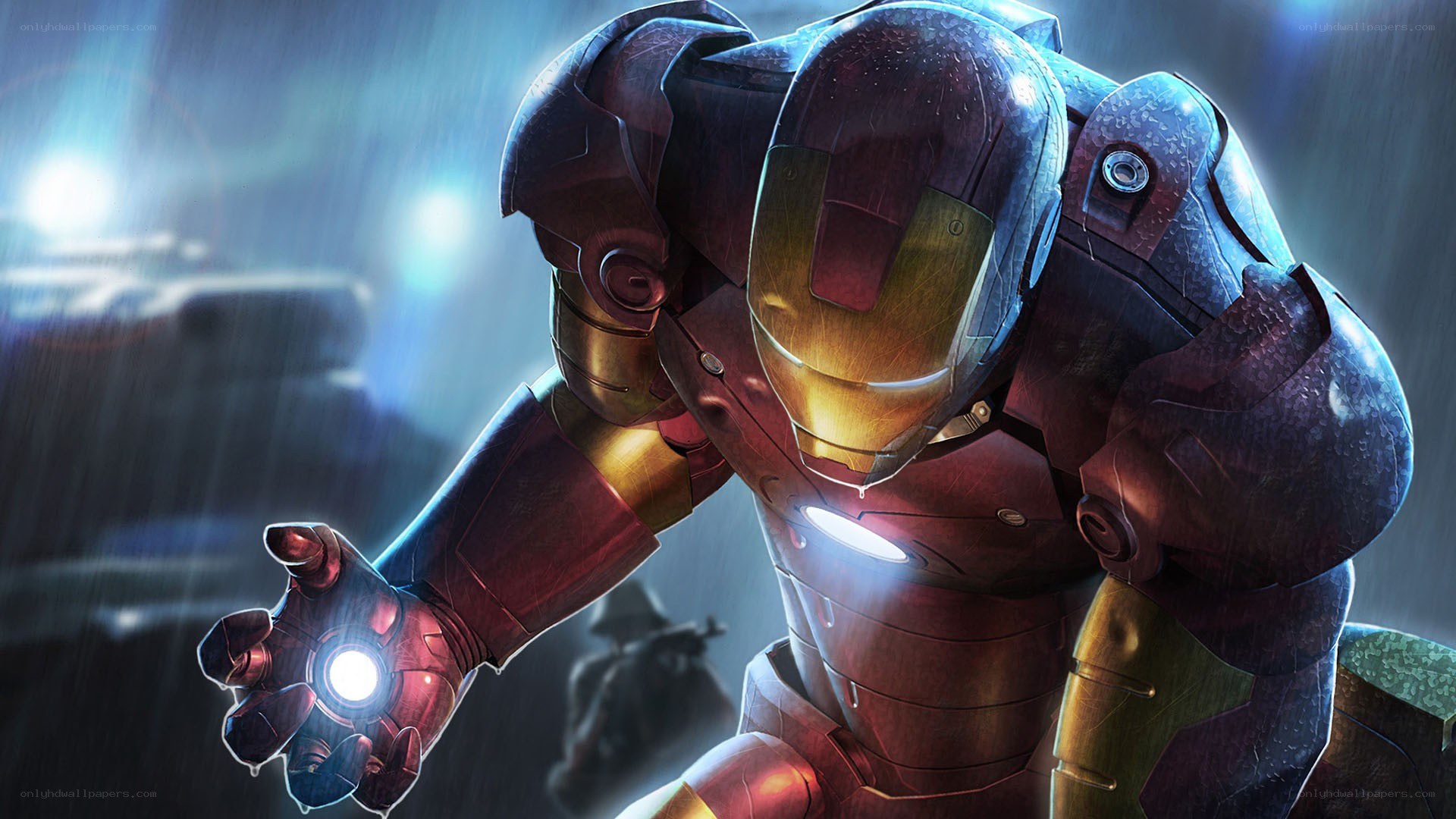 Iron Man in the rain