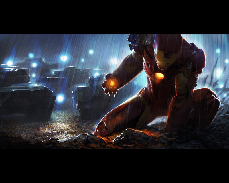 Iron Man in the rain