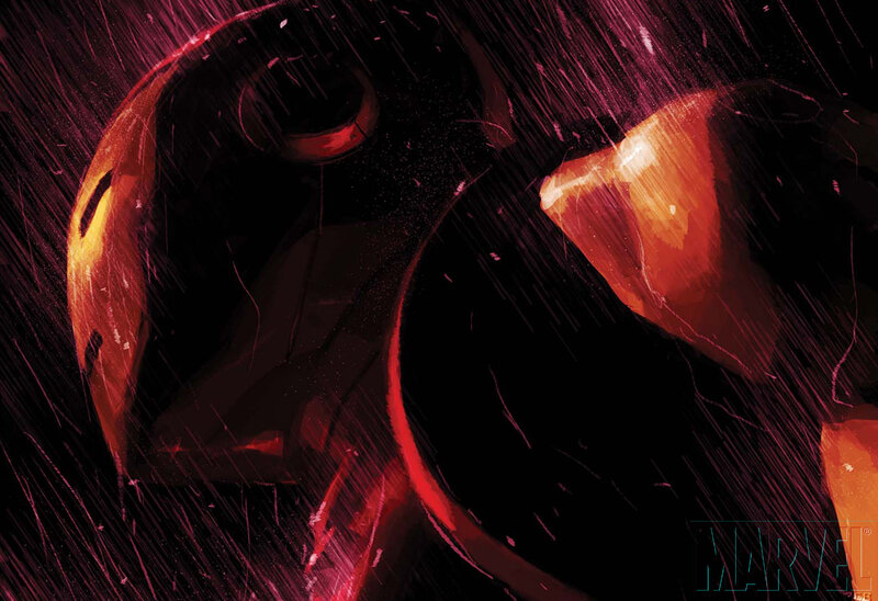Iron Man in the rain