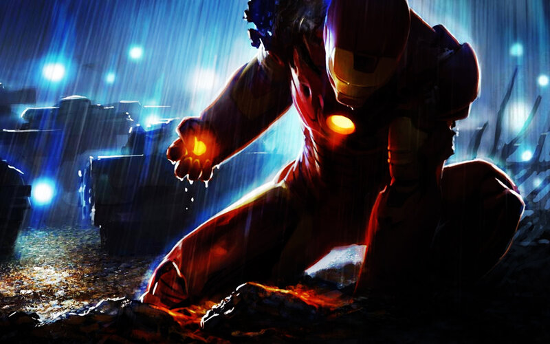 Iron Man in the rain