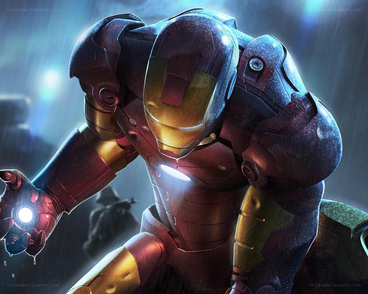 Iron Man in the rain