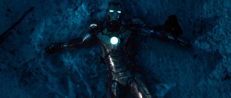 Iron Man lying in snow