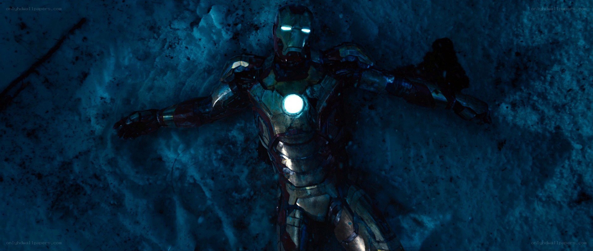 Iron Man lying in snow