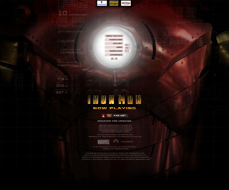 Iron Man movie website screenshot
