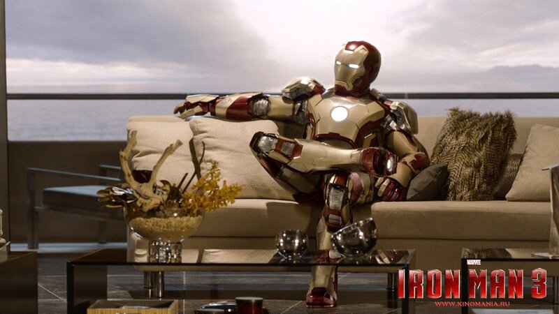 Iron Man on a couch