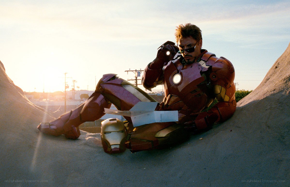Iron Man resting in armor