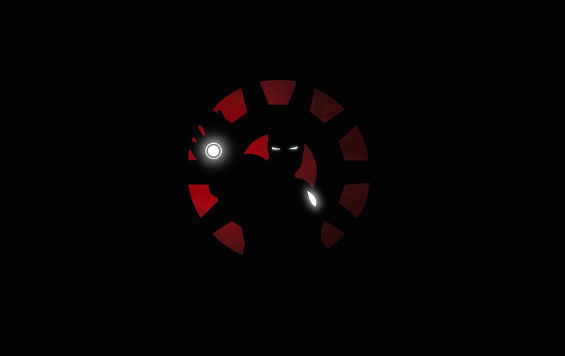 Iron Man silhouette with arc reactor