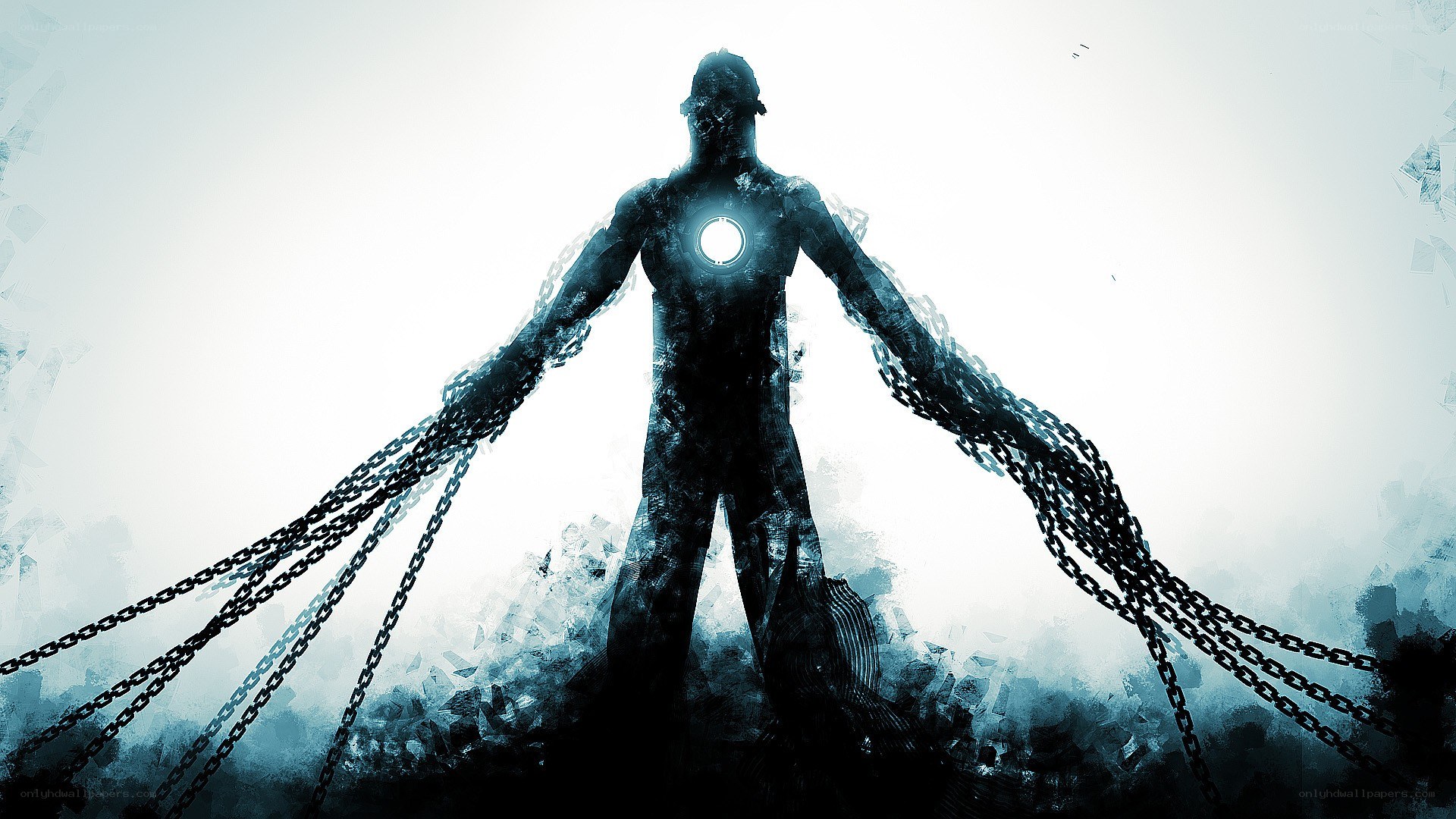 Iron Man silhouette with chains
