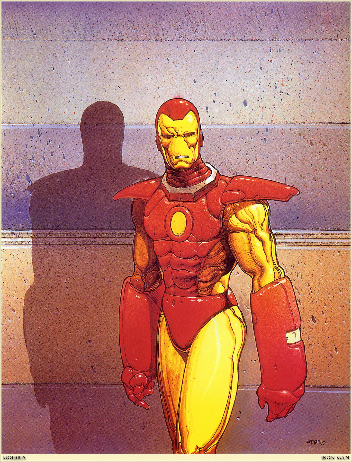 Iron Man standing against wall
