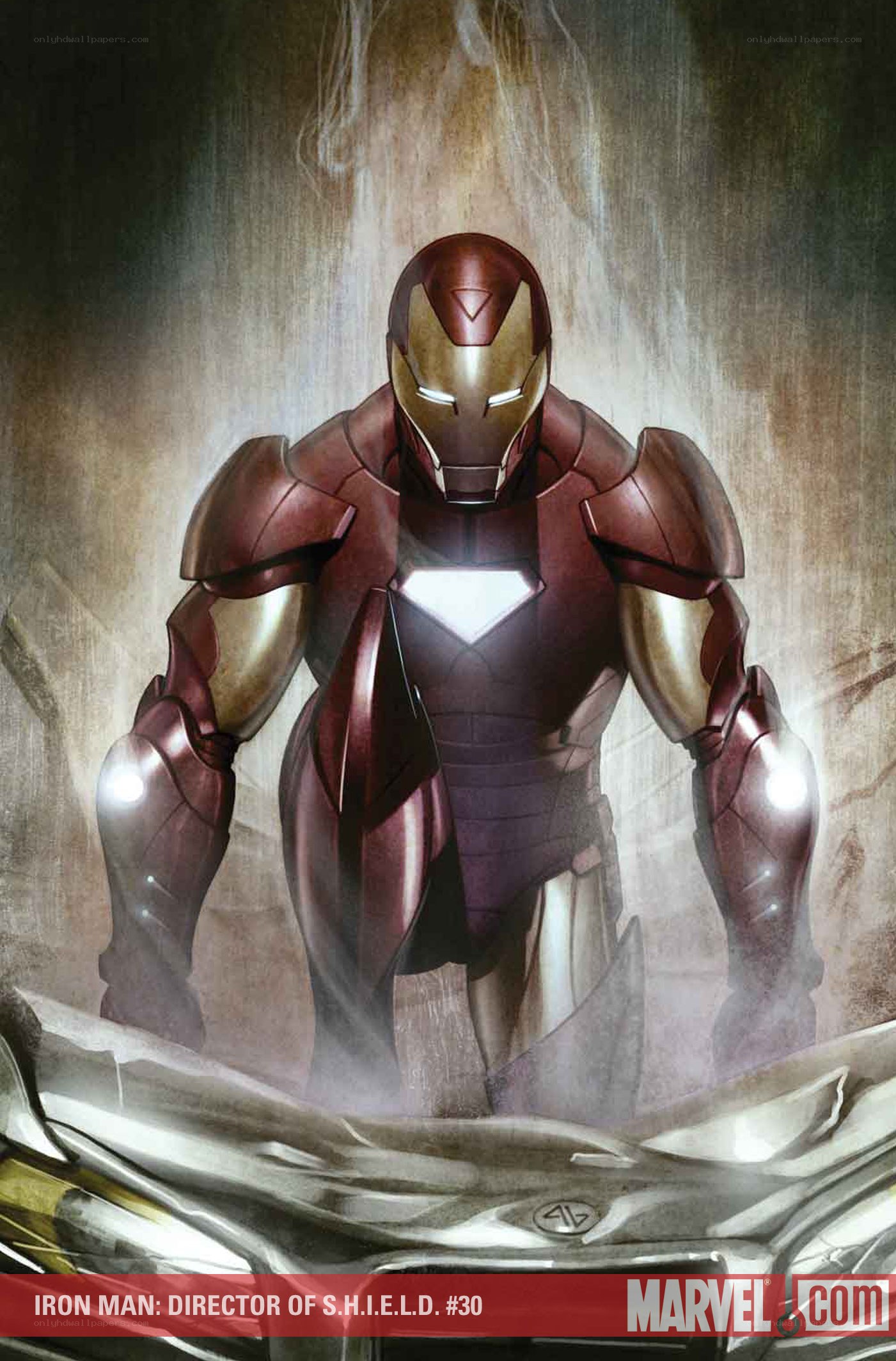 Iron Man stands in a cave