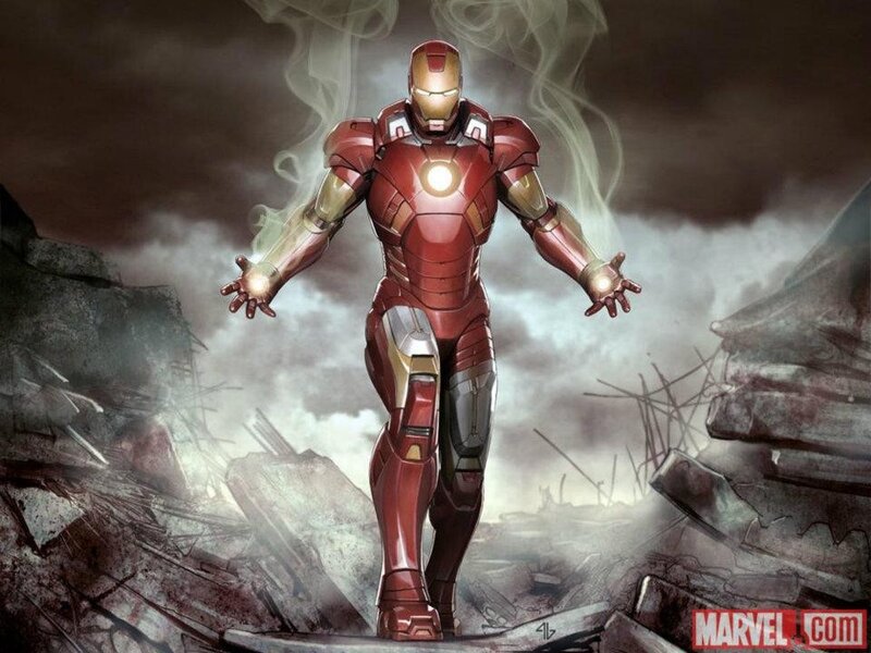 Iron Man stands in ruins
