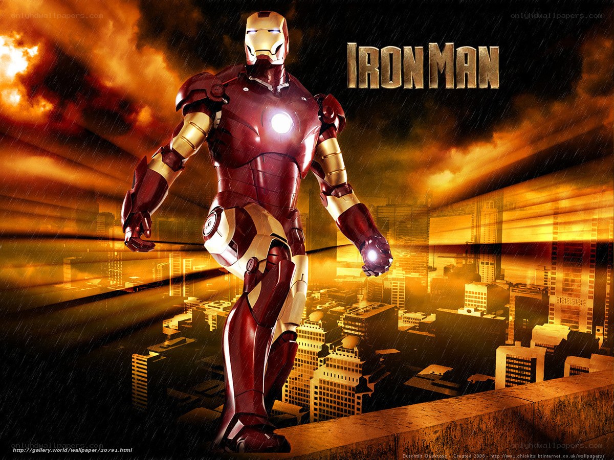 Iron Man stands over city