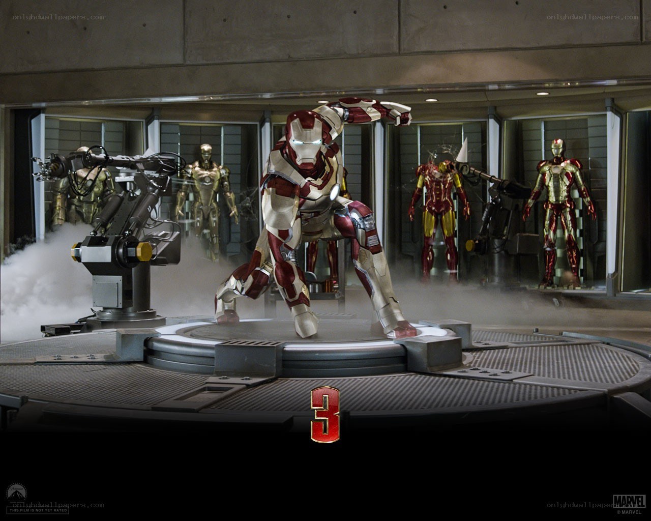 Iron Man suit assembly in workshop