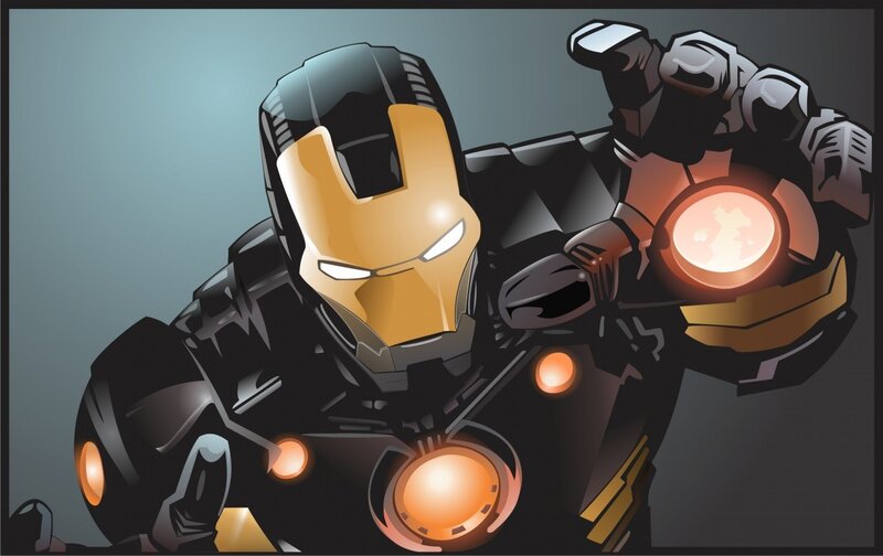 Iron Man Suit — Black, Dramatic, Digital Art, Armor