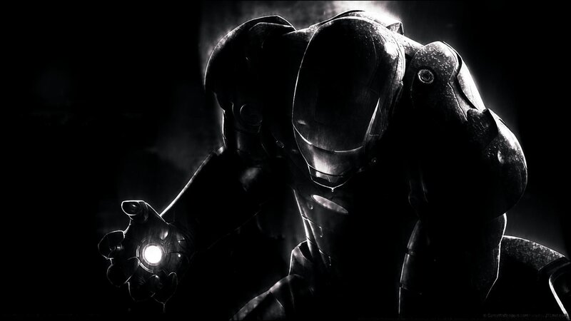 Iron Man Suit — Black, Dramatic, Night, Digital Art, Hand