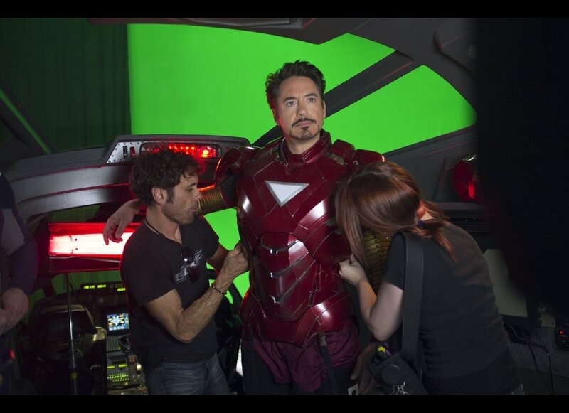 Iron Man suit fitting on set