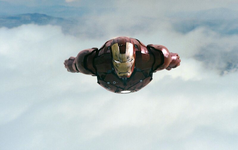 Iron Man Suit Flying — Red, Dramatic, Photograph