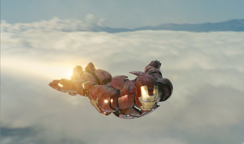 Iron Man Suit Flying — Red, Dramatic