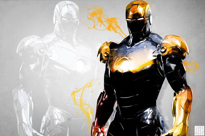 Iron Man Suit — Gold, Dramatic, Digital Art, Armor