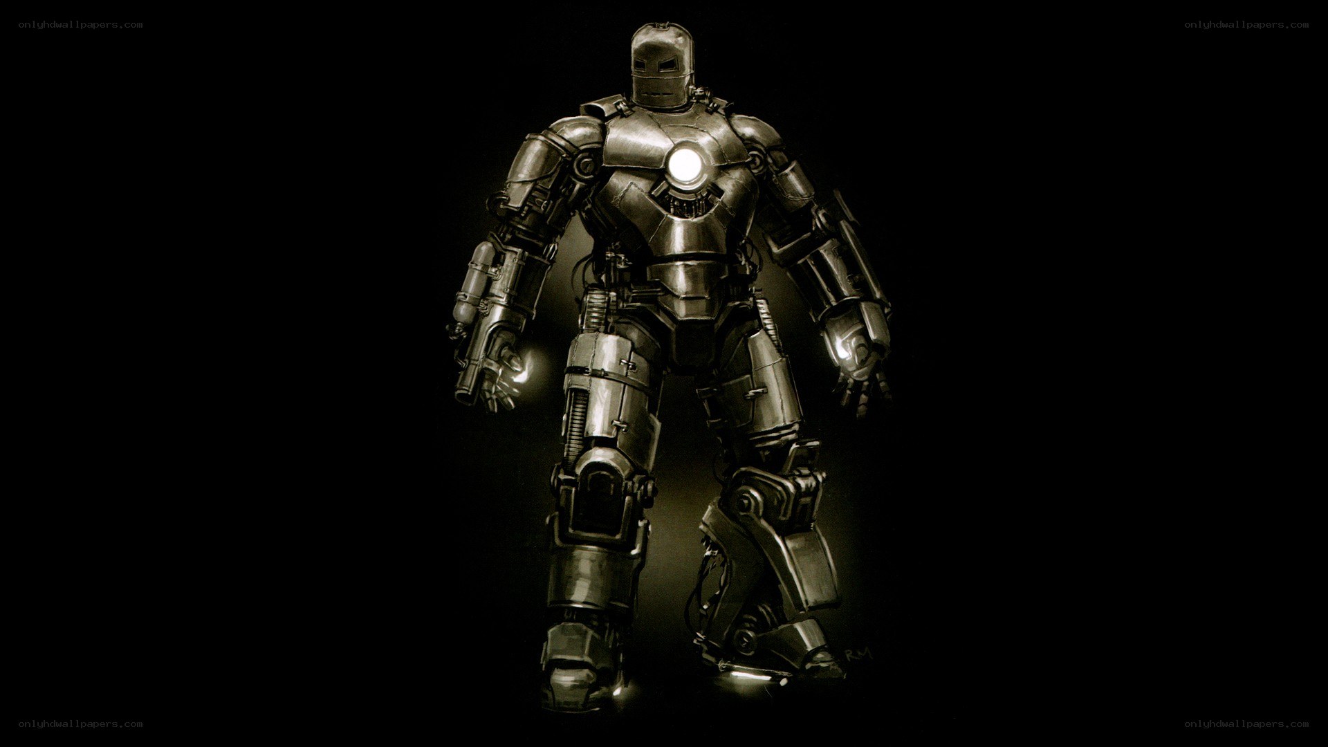 Iron Man suit in darkness