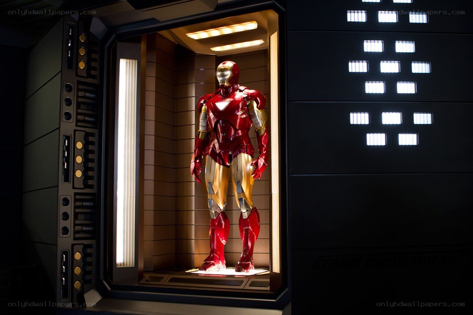 Iron Man suit in display case