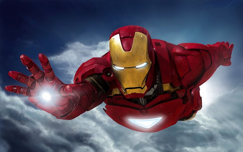 Iron Man Suit in Flight — Red, Dramatic, Digital Art