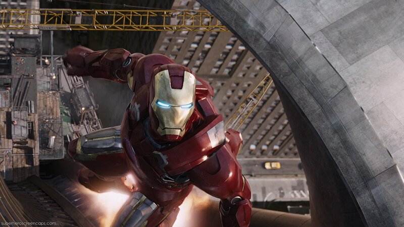 Iron Man Suit in Flight — Red, Dramatic