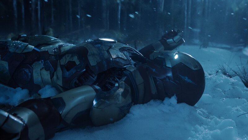 Iron Man Suit in Snow — Blue, Dramatic, Night