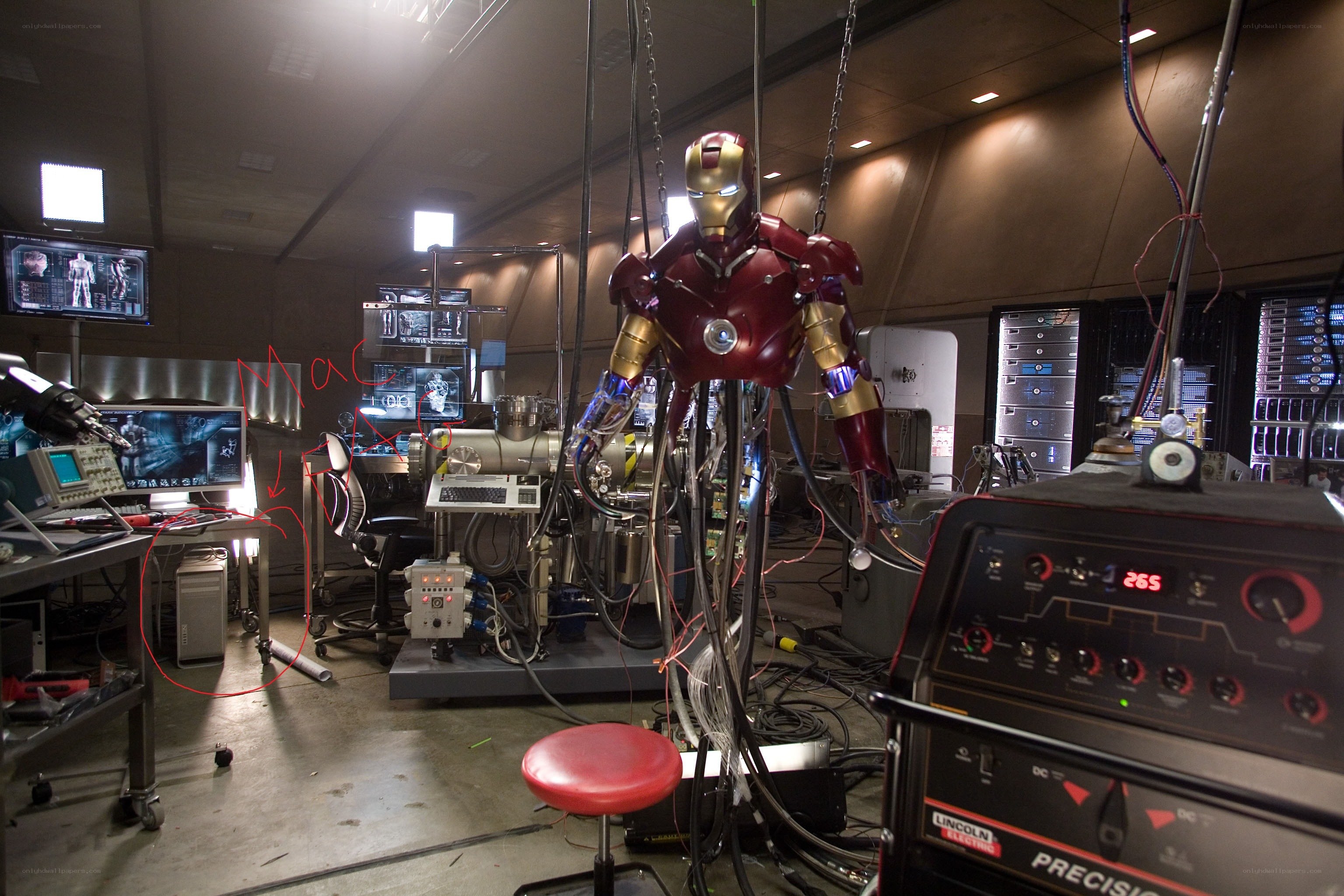 Iron Man suit in workshop