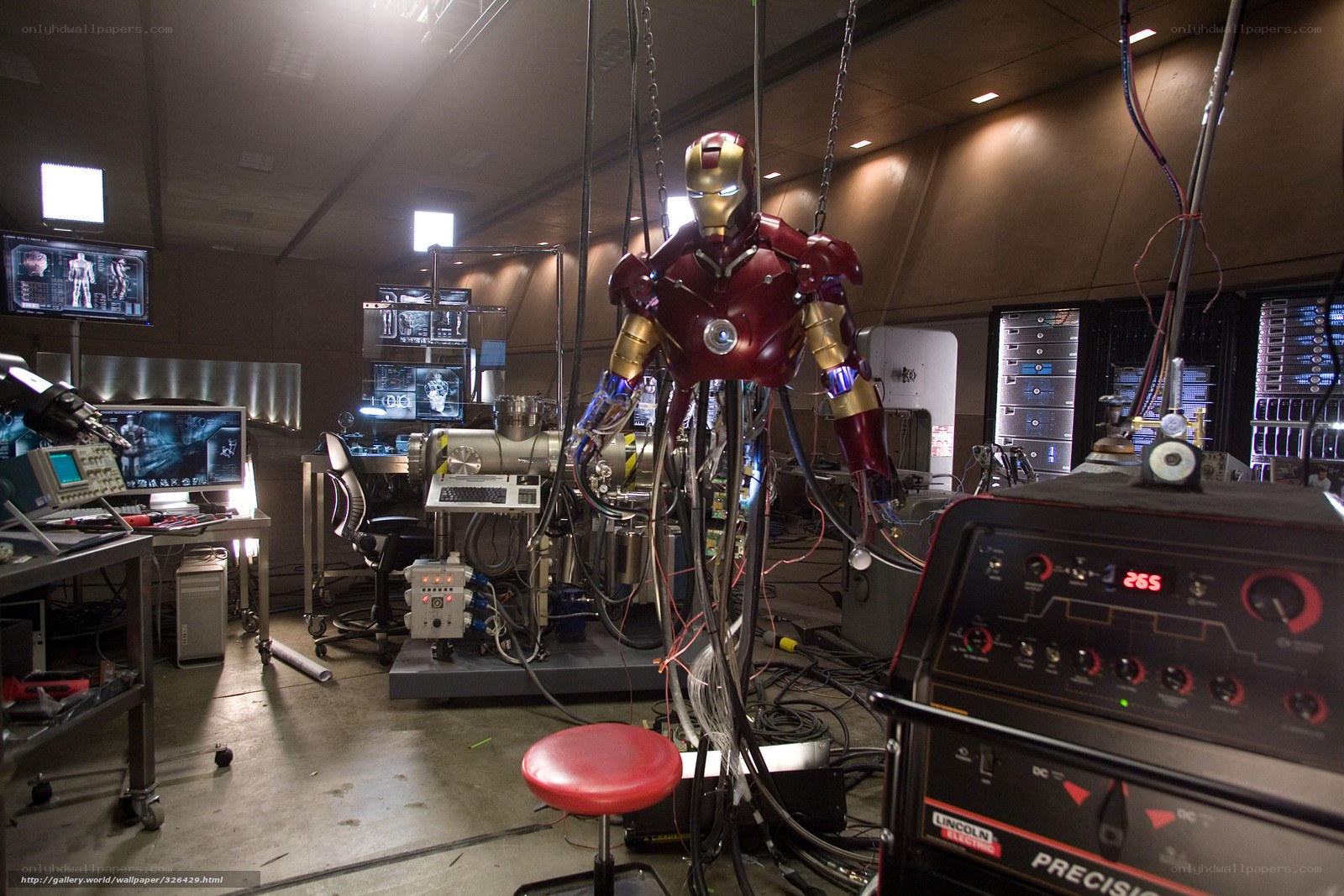 Iron Man suit in workshop