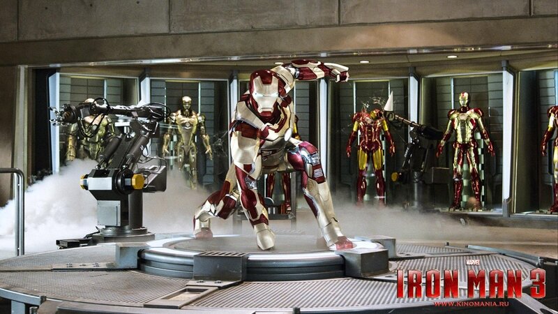 Iron Man Suit on Platform — Red, Dramatic, Photograph