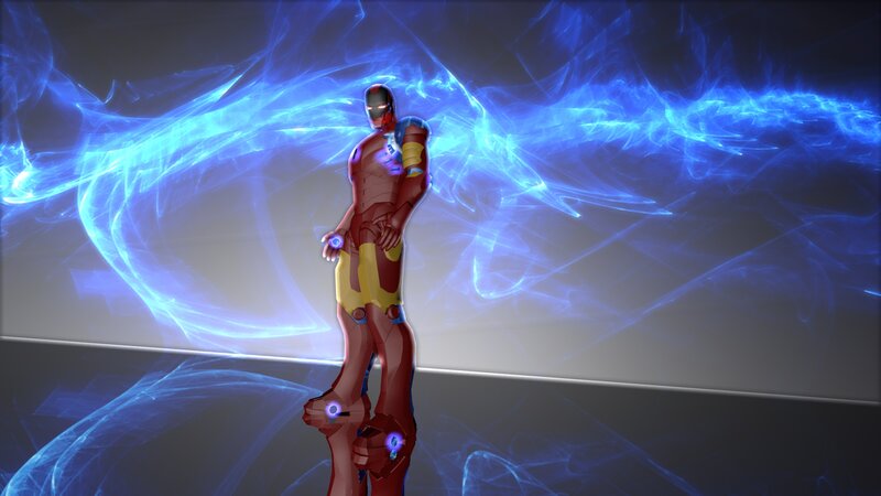 Iron Man Suit — Red, Dramatic, 3d Render, Blue Energy