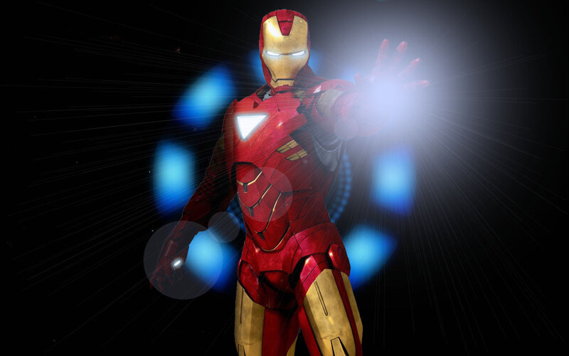 Iron Man Suit — Red, Dramatic, 3d Render, Light Beams