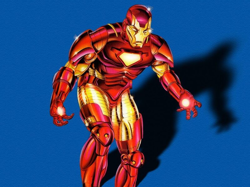 Iron Man Suit — Red, Dramatic, Comic, Hands Glowing