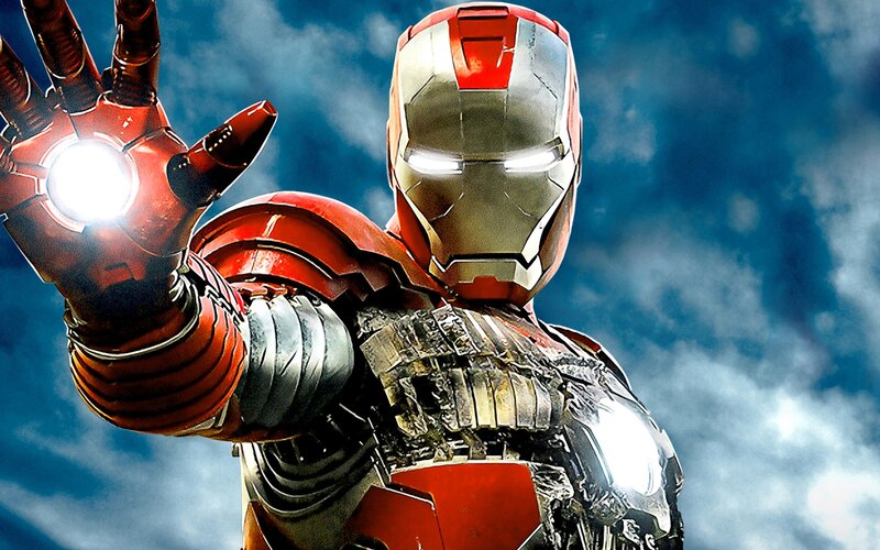 Iron Man Suit — Red, Dramatic, Digital Art, Arm Cannon