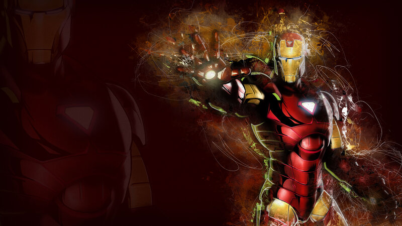 Iron Man Suit — Red, Dramatic, Digital Art, Armor, Hand, Energy Blast