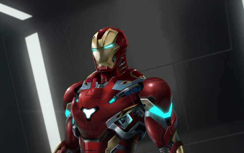 Iron Man Suit — Red, Dramatic, Digital Art, Armor, Lights