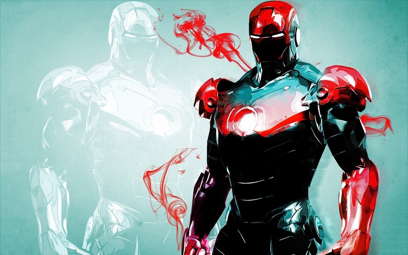 Iron Man Suit — Red, Dramatic, Digital Art, Armor, Smoke