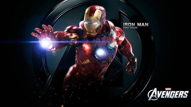 Iron Man Suit — Red, Dramatic, Digital Art, Avengers Logo, Laser Blast