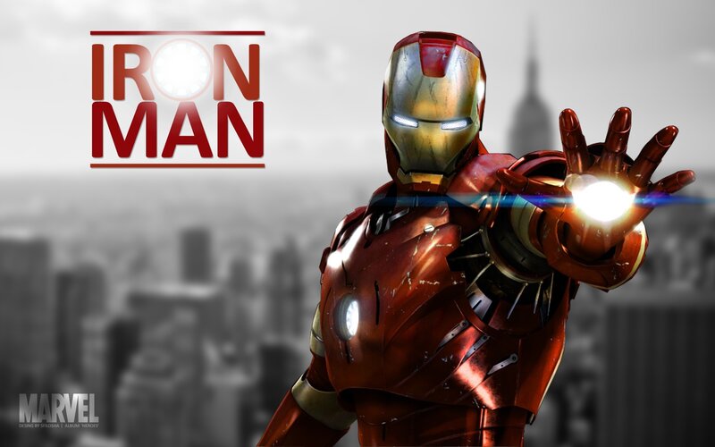 Iron Man Suit — Red, Dramatic, Digital Art, Cityscape, Hand Blast