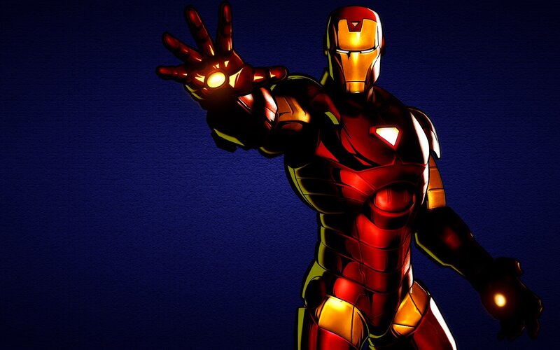 Iron Man Suit — Red, Dramatic, Digital Art, Hand, Chest, Mask