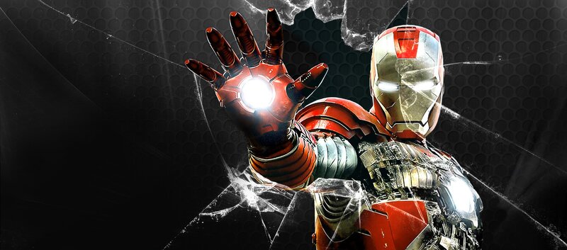 Iron Man Suit — Red, Dramatic, Digital Art, Hand