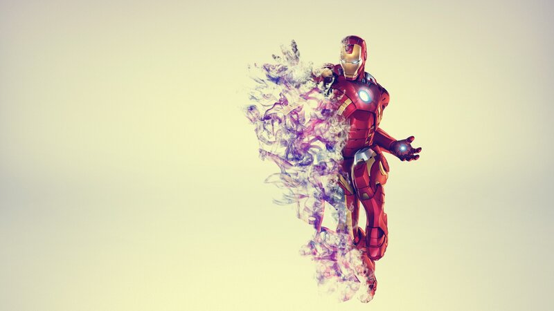 Iron Man Suit — Red, Dramatic, Digital Art, Smoke, Armor