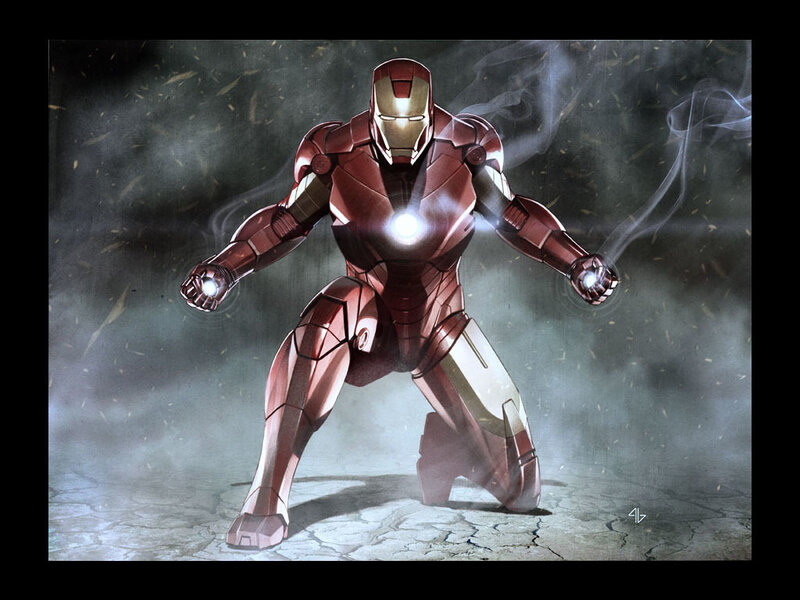 Iron Man Suit — Red, Dramatic, Digital Art, Smoke